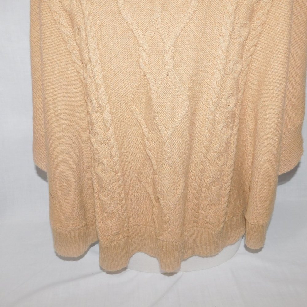 GAP Women XS Oversized Brown Tan Cable Knit Wool blend Turtleneck Poncho Sweater - Picture 11 of 11